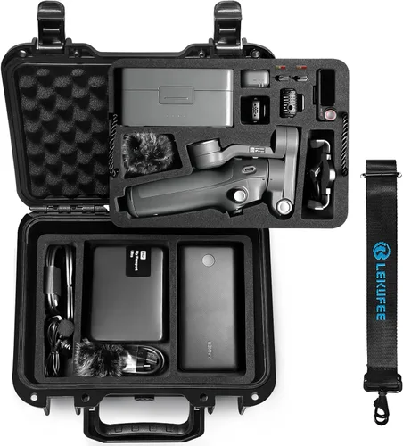 Lekufee Portable Waterproof Hard Case for DJI Osmo Mobile 8, Osmo Mobile 7P / 7, Gimbal Stabilizer, DJI Mic 3/2 / Mic Mini & More Accessories(Case