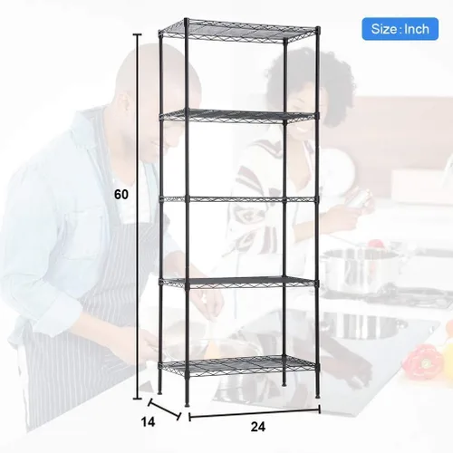 Vista 2 de 5 Tier Wire Shelving Unit Metal Storage Shelves Heavy Duty Metal Shelf Organizer Layer NSF Certification Commercial Grade Utility Rack for Bathroom