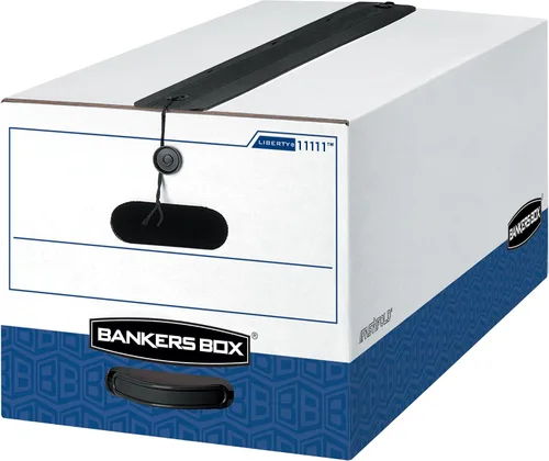 Bankers Box LIBERTY PLUS - Cajas de almacenamiento pesadas plegables cuerdas y botones 12 unidades