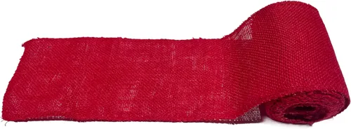 Vista 6 de Rollo de cinta de arpillera. 5.5 pulgadas x 15 pies. Bordes cosidos. Rollo de arpillera de color. 100% yute (amarillo)