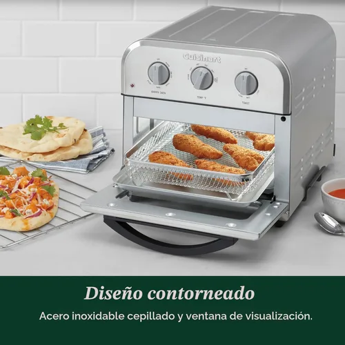 Vista 5 de Cuisinart Horno Tostador Freidora de Aire Compacto, Freidora de Acero Inoxidable con Funciones 6-en-1, Temperatura Ajustable, Incluye Estante