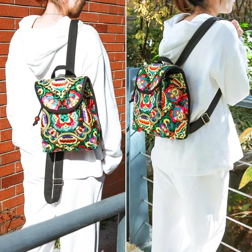 Vista 8 de Goodhan - Mochila de viaje para mujer, diseño clásico de bordado étnico