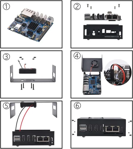 Vista 8 de GeeekPi Orange Pi 5 Plus - Funda con ventilador de refrigeración, carcasa de metal con disipadores de calor compatibles con Orange Pi 5 Plus