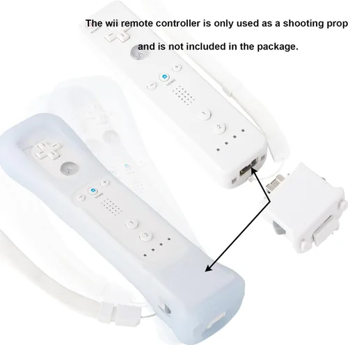 Vista 4 de Paquete de 2 adaptadores Wii Motion Plus, con funda de silicona para control remoto Wii, controlador de sensor remoto externo de movimiento Plus Wii