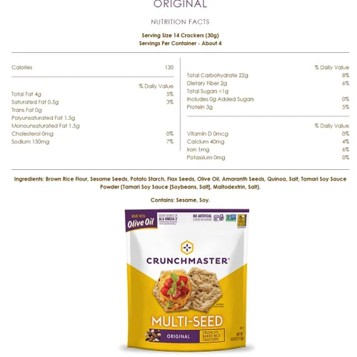 Vista 3 de Crunchmaster Paquete variado de galletas multisemillas y multigrano, original, aceite de oliva de romero, ajo asado y todo, sal marina, queso