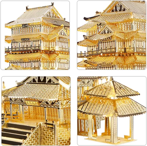 Vista 5 de Piececool Rompecabezas de metal 3D, el antiguo palacio de verano, arquitectura tradicional china, kit de modelos de construcción para adultos