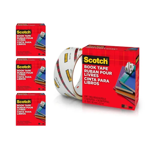 Vista 4 de Scotch Cinta de libro 845, 1.5 pulgadas x 15 yardas, transparente, 4 rollos - Cinta de reparación de encuadernación duradera sin ácidos