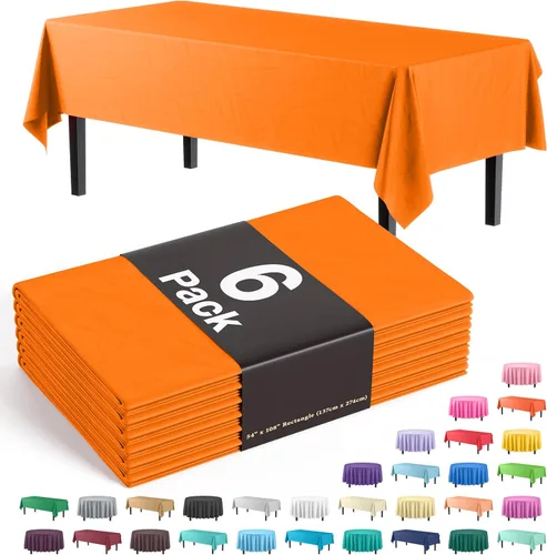 Vista 61 de Party Solids Paquete de 6 manteles de plástico prémium de 54 pulgadas x 108 pulgadas. Cubierta de mesa rectangular de plástico - Aqua