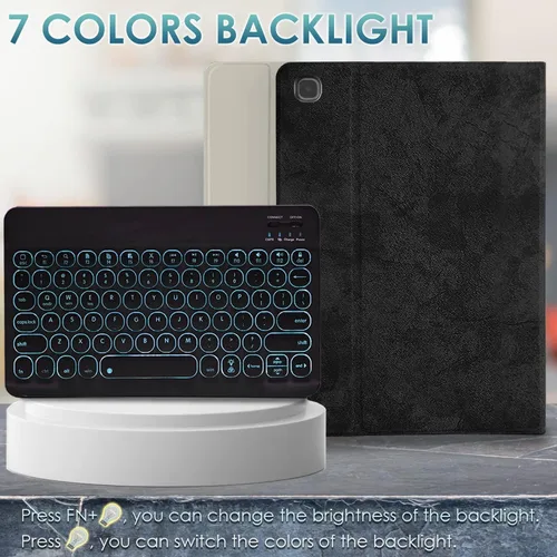 Vista 6 de Funda con teclado retroiluminado para Samsung Galaxy Tab S5e de 10.5 pulgadas 2019, 7 colores de retroiluminación desmontable teclado inalámbrico