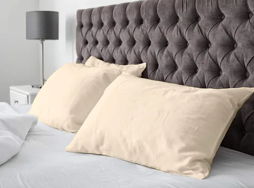 Vista 6 de Superity Linen Fundas de almohada de tamaño estándar, cerramiento abierto, paquete de 2, 100% algodón suave y cómodo, color crema