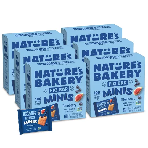 Nature's Bakery Fig Bar Minis, arándano, grano entero, apto para veganos, kosher, sin OMG, 10 onzas (paquete de 6)