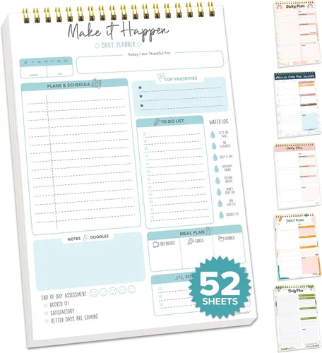 Vista 7 de Decorably Bloc de notas bohemio celestial sin fecha de tareas diarias – Planificador con resorte de 6.5 x 10 pulgadas, fácil de quitar