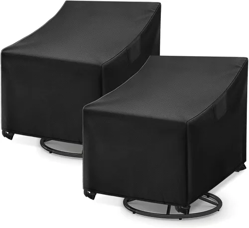 Vista 8 de WLEAFJ Fundas Impermeables para Sillas de Exterior, Fundas Negras para Muebles de Patio y Césped, Funda de Asiento Profundo para Sillón de Patio
