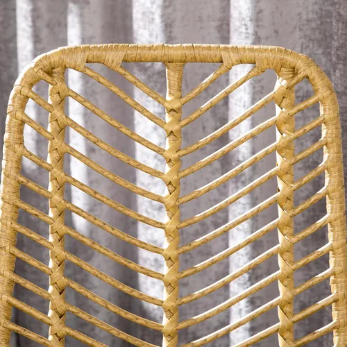 Vista 9 de HOMCOM Juego de 4 taburetes de bar de ratán, taburetes de bar de altura de mostrador de 26 pulgadas, taburetes de isla de cocina boho con asiento