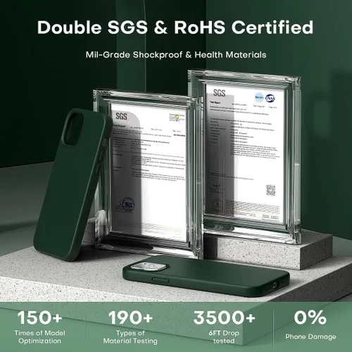 Vista 37 de TOCOL Funda 5 en 1 para iPhone 13, con 2 protectores de pantalla + 2 protectores de lente de cámara, funda de silicona líquida para iPhone 13, verde