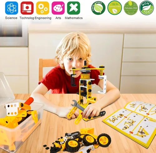 Vista 4 de Juguetes de construcción STEM, juego de construcción 10 en 1 para niños en edad preescolar, juegos creativos educativos, idea de regalo