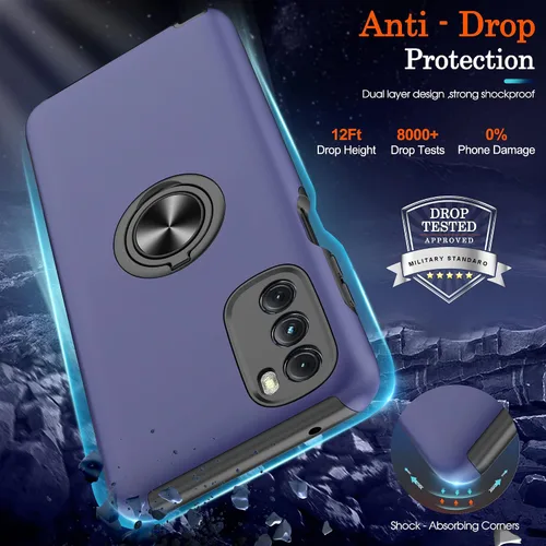 Vista 10 de Gritup Funda para Moto G 5G 2022 con protector de pantalla HD, [grado militar], funda de protección a prueba de golpes con soporte magnético de 360°