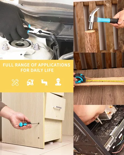 Vista 5 de Essential Man's - Kit de caja de herramientas pequeña para casa, juego de llaves de vaso para el nuevo hogar, mini juego de herramientas