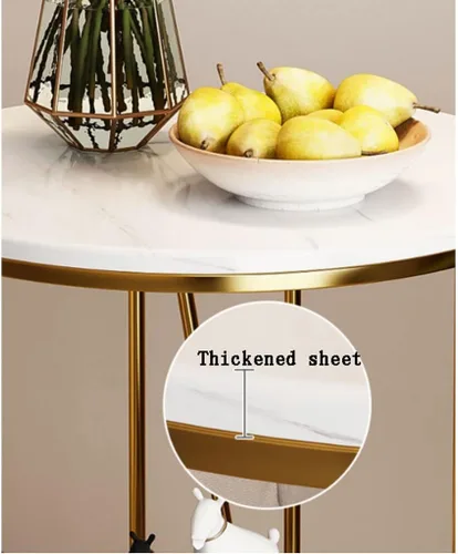 Vista 5 de Mesa de Centro - Mesa auxiliar redonda de metal, moderna y minimalista, mesa auxiliar creativa y simple para sala de estar, dormitorio, mesa de té