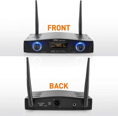 Vista 3 de PYLE Sistema de micrófono inalámbrico UHF compacto - Juego de receptor de micrófono digital de escritorio profesional de 1 canal con transmisor