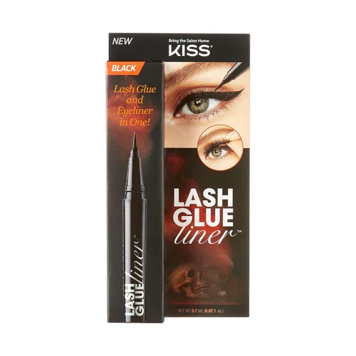 KISS Lash GLUEliner delineador de ojos 2 en 1 con punta de fieltro y adhesivo para pestañas, de larga duración, se puede utilizar con pestañas y