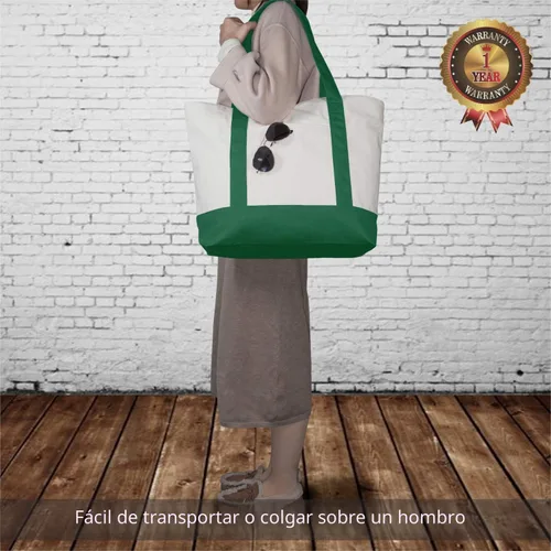Vista 3 de TOPDesign Paquete de 1 bolsa de lona con bolsillo externo, bolsa de compras reutilizable para comestibles, cierre de cremallera superior, artículos