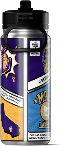 Vista 3 de Hydrapeak x NBA Los Angeles Lakers Botella de agua de 591 ml de acero inoxidable, botella deportiva con doble pared aislada con licencia