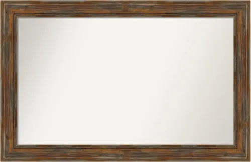 Vista 184 de Amanti Art Espejo de baño marrón para sobre fregadero, 26 x 26 pulgadas, espejo de tocador cuadrado marrón rústico Alexandria, marco de madera