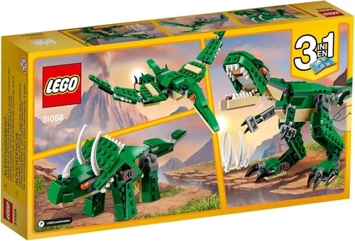 Vista 5 de LEGO Creator 3 en 1 Poderoso Juguetes de Dinosaurio, Se Transforma de T. rex a Triceratops a Pterodáctilo Figuras de Dinosaurio, Gran Regalo