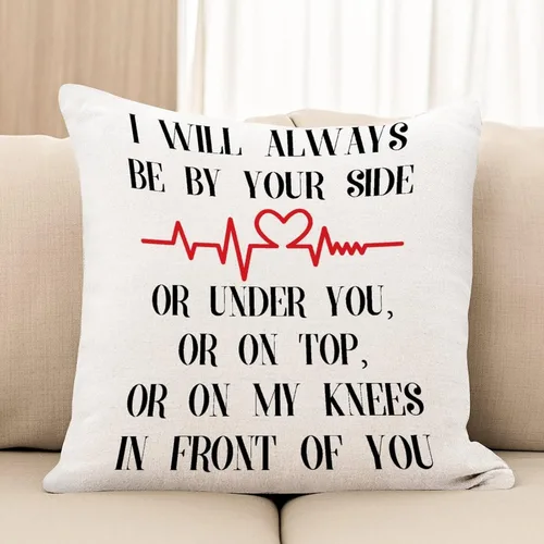 Vista 3 de Funda de cojín para sofá con texto en inglés "I Will Always Be by Your Side Or Under You", con texto en inglés «I Will Always Be by Your Side Or