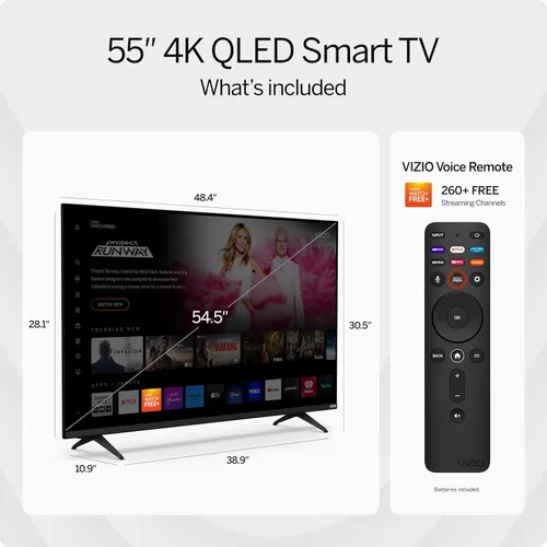 Vista 4 de VIZIO Smart TV 4K QLED HDR de 55 pulgadas serie M con control remoto de voz, Dolby Vision, HDR10+, compatibilidad con Alexa, VRR con AMD FreeSync