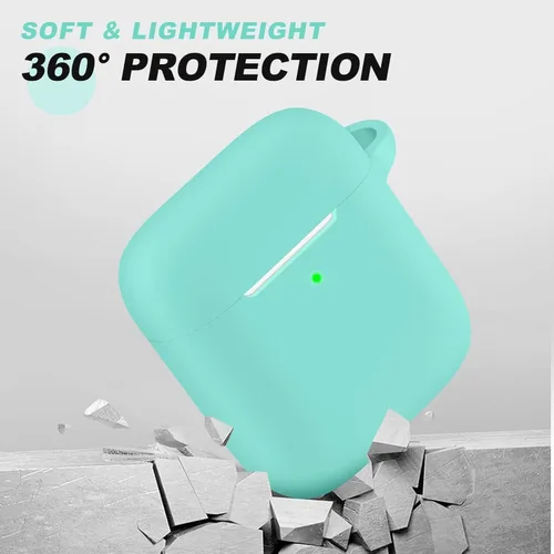 Vista 178 de Funda Protectora para AirPods 1/2, viene con kit de limpieza, funda protectora de silicona suave con hebilla, compatible con estuche de carga