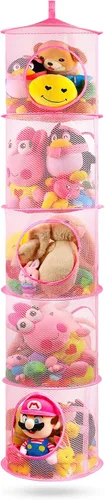 Vista 20 de Coastal Rose 2Pcs Red de Almacenamiento de Animales de Peluche Plegable o Hamaca Organizadora, 4 Compartimentos de Malla Colgante