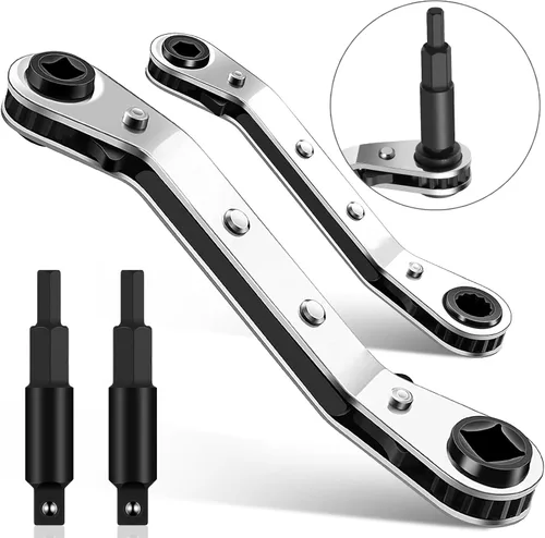 Vista 8 de Juego de llaves de servicio HVAC, 3/16" a 3/8" y 5/16" x 1/4", herramientas HVAC con 2 adaptadores de punta hexagonal para reparación de equipos