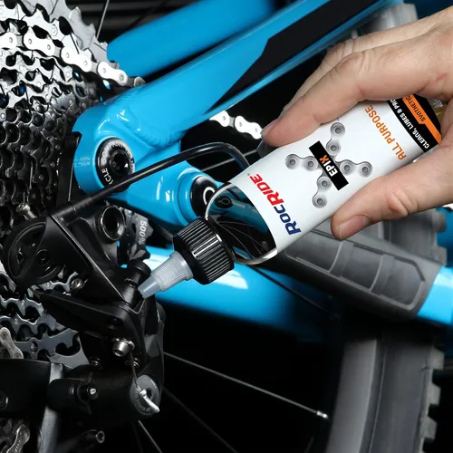 Vista 4 de RocRide EPIX - Lubricante para cadena de bicicleta multiusos. Aceite sintético limpia, lubrica, protege contra el desgaste y la corrosión.
