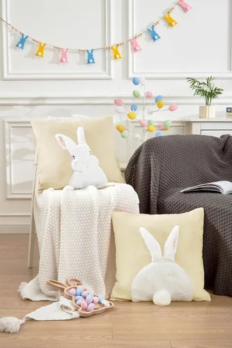 Vista 5 de Paquete de 2 fundas de almohada de primavera y Pascua de 18 x 18 pulgadas, fundas de almohada bordadas en 3D, fundas de almohada decorativas