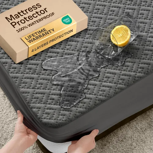 Vista 7 de Protector de colchón Queen 100% impermeable - Protección de 360 grados contra derrames, manchas y accidentes para padres y dueños de mascotas