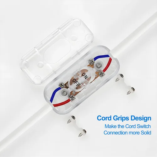 Vista 3 de Interruptor de Cable en Línea, PLUSPOE Interruptor de Lámpara de Control DPST de Encendido-Apagado para Lámpara de Mesa de Dormitorio Luces LED