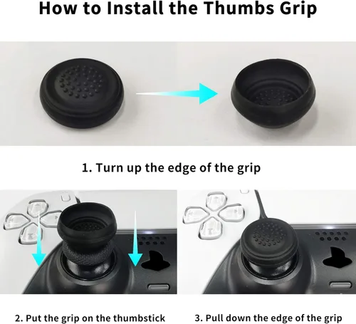 Vista 4 de PlayVital Guardian Edition - Funda ergonómica de silicona suave para PS5, compatible con estación de carga, protector de goma con tapas de palanca