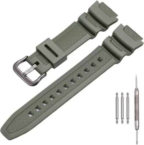 Correa de reloj de repuesto de resina natural compatible con Casio W218H W-219H AE1200WH AE-1300WH W800H SGW-300H F-108WH Correa de goma impermeable