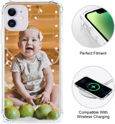 Vista 5 de Funda de teléfono con foto personalizada para iPhone 11, cubierta transparente suave de silicona personalizada con imagen/texto, regalo único