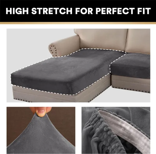 Vista 8 de Paquete de fundas de cojín para sofá modular en forma de L y cojines individuales, protector de muebles, patrón a cuadros, extraíble y lavable