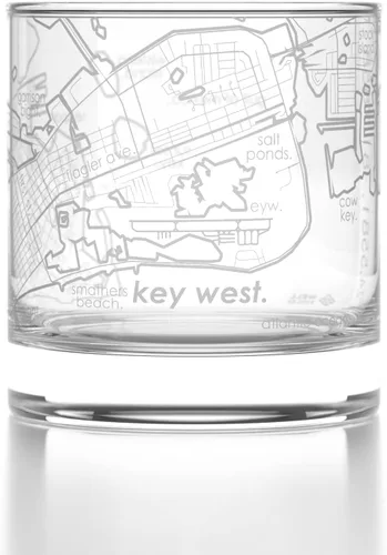 Vista 100 de Well Told Vaso de rocas grabado con mapa de Akron, Ohio, cristalería estilo antiguo (325ml, transparente) Vaso de bourbon grabado, regalos