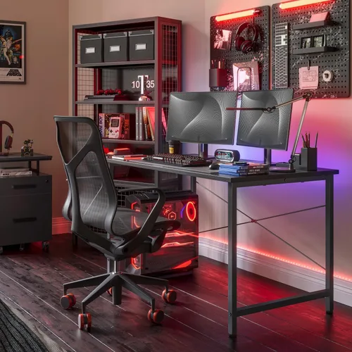 Vista 61 de CubiCubi Escritorio para computadora, escritorio pequeño de oficina en casa de 40 pulgadas, mesa de PC de estilo moderno y simple para el hogar