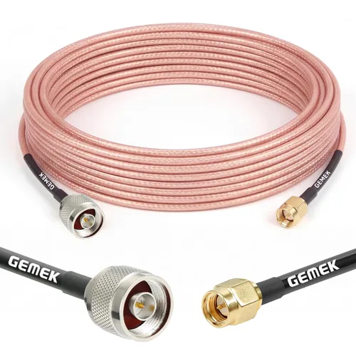 Vista 17 de GEMEK Cable N macho a SMA macho de 1 pie, 2 unidades, cable SMA a N de 50 ohmios, cable coaxial KMR240 de pérdida ultra baja para enrutador WiFi