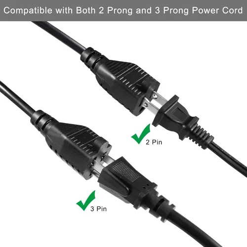Vista 3 de KUNCAN Cable divisor de alimentación de 4 tomas, adaptador de enchufe múltiple de 3 clavijas de 1 a 4 vías, macho a hembra, cable de extensión