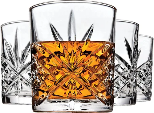 Vista 5 de Godinger Juego de vasos mixtos, 4 copas de vino, 4 vasos altos, 4 vasos de whisky, juego de vasos de vidrio, colección Dublin Crystal, juego de 12