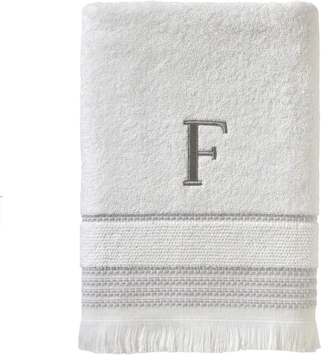 Vista 41 de SKL Home Toalla de baño casual con monograma, B, 28 x 54, blanco