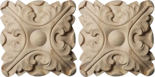 Vista 9 de Ekena Millwork ROS02X02ACAL Acanthus Square Rosette, 2 3/4"W x 2 3/4"H x 1/2"P, Aliso