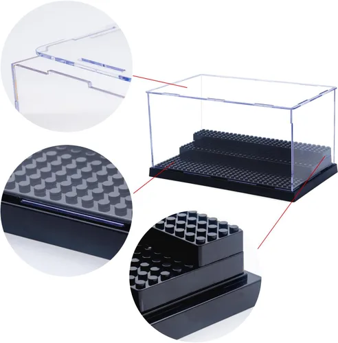 Minifigure - Vitrina para bloques de figuras de acción, caja de exhibición de acrílico a prueba de polvo con 3 escalones móviles para modelos de